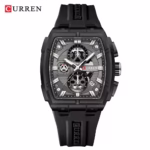 CURREN 8488 Chronograph Silicone Wristwatch  Watch For Men-Black