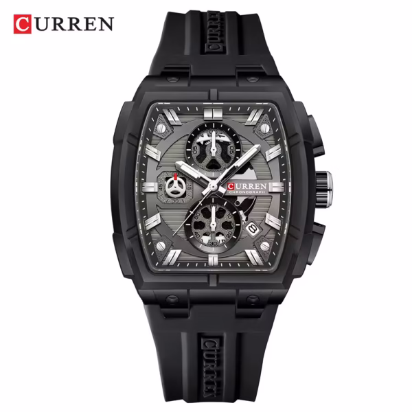 CURREN 8488 Chronograph Silicone Wristwatch  Watch For Men-Black