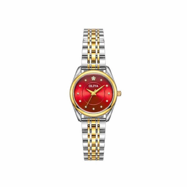 Oliya 866 Women’s Watch-golden Silver and Red