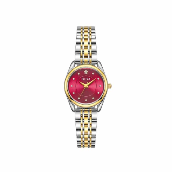 Oliya 866 Women’s Watch-Golden and Deep Deep Pink