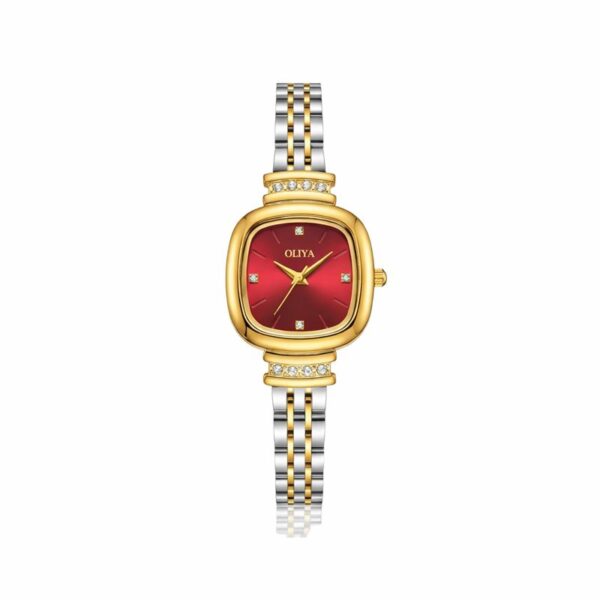 Oliya 856 Woman Watch-Golden Silver and Red