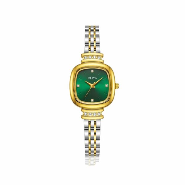 Oliya 856 Woman Watch-Golden Silver and Green