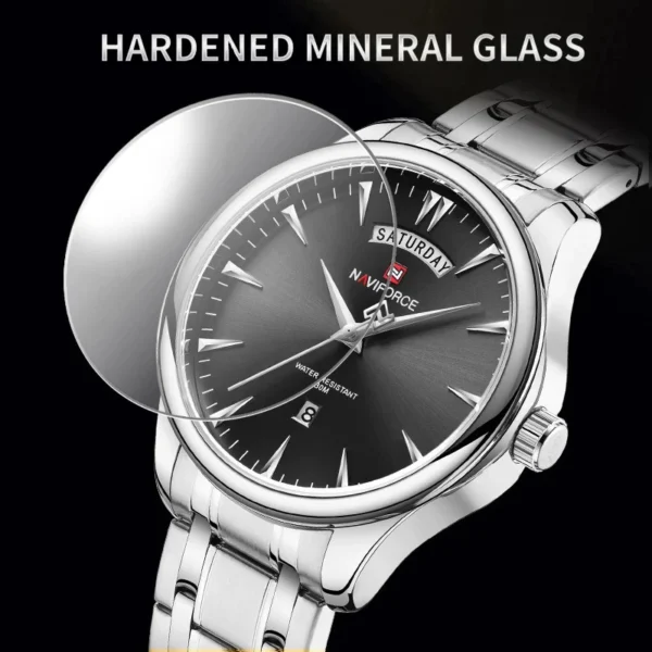 Naviforce 9213 Watch For Men - Black Silver