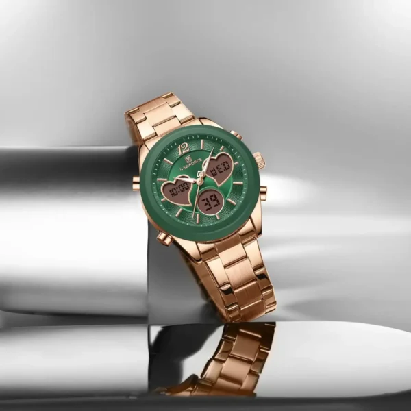 Naviforce 5045 Watch For Women - Rose Gold and Green