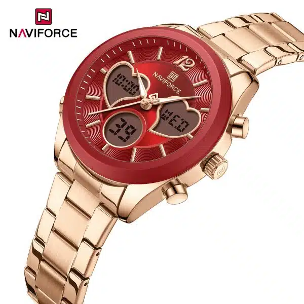 Naviforce 5045 Watch For Women - Rose Gold and Red