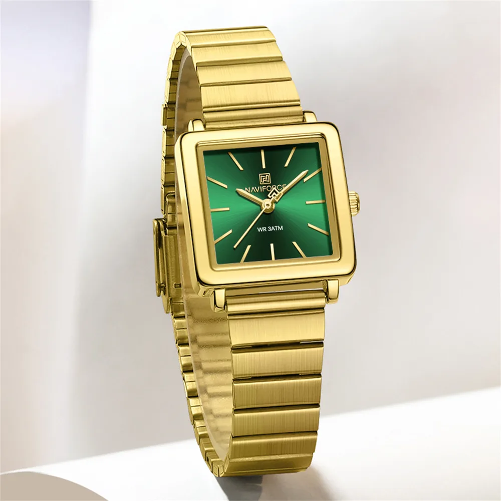 Naviforce 5048 - Gold Green For Women Naviforce 5048 Watch For Women-Golden and Green - Image 1