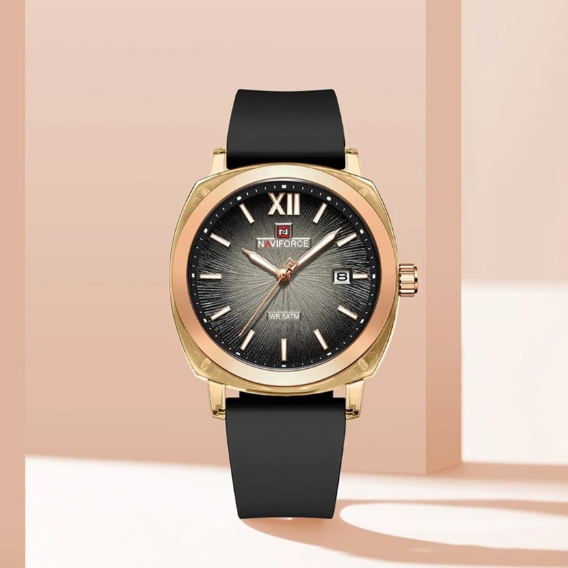 Naviforce 6111 Silicon Belt Watch For Women -Black Naviforce 6111 Silicon Belt Watch For Women -Black - Image 1