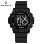 Naviforce 7110 Silicon Belt Watch For Men- Black