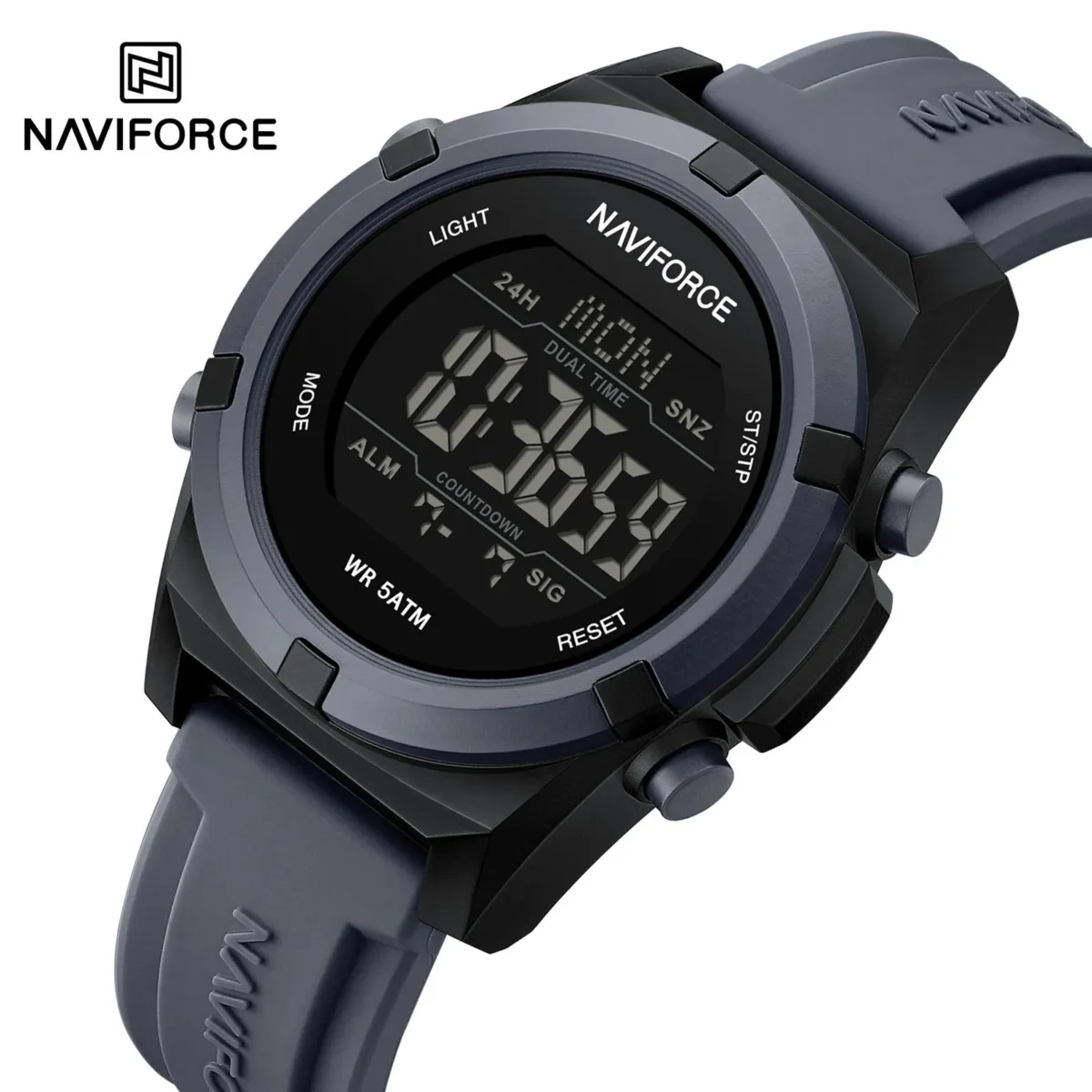 Naviforce 7127 Silicon Belt Watch For Men- Gray Light Naviforce 7127 Silicon Belt Watch For Men- Black Light - Image 1