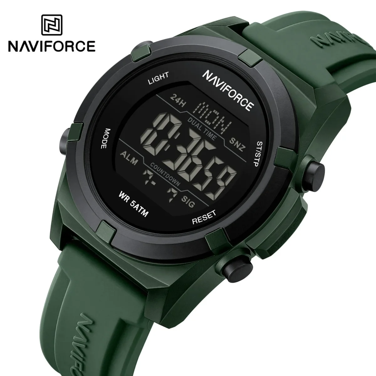 Naviforce 7127 Silicon Belt Watch For Men- Green Naviforce 7127 Silicon Belt Watch For Men- Green - Image 1