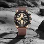 Naviforce 8074 Leather Watch For Men - Rose Brown