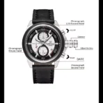 Naviforce 8075 Leather Belt Watch For Men -Black White - Image 3