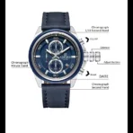 Naviforce 8075 Leather Belt Watch For Men - Blue - Image 3