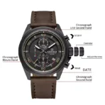 Naviforce 8075 Leather Belt Watch For Men - Dark Brown Black - Image 3