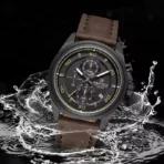 Naviforce 8075 Leather Belt Watch For Men - Dark Brown Black - Image 2