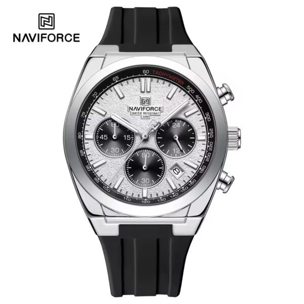 Naviforce 8080 Silicon watch For Men - Black White