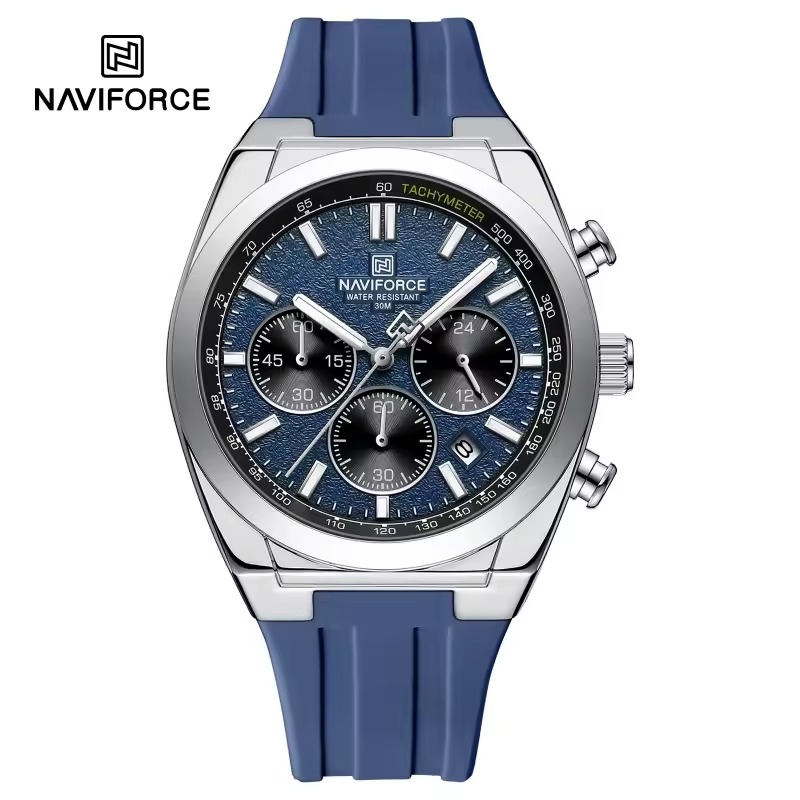 Naviforce 8080 - Blue Naviforce 8080 Silicon watch For Men - Blue - Image 1
