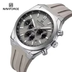 Naviforce 8080 Silicon watch For Men - Silver Gray - Image 3