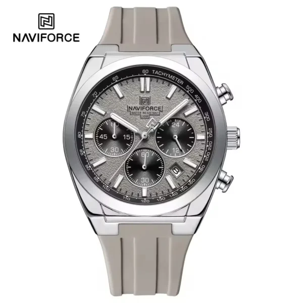 Naviforce 8080 Silicon watch For Men - Silver Gray