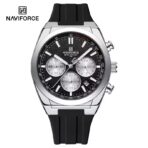 Naviforce 8080 Silicon watch For Men - Silver Black