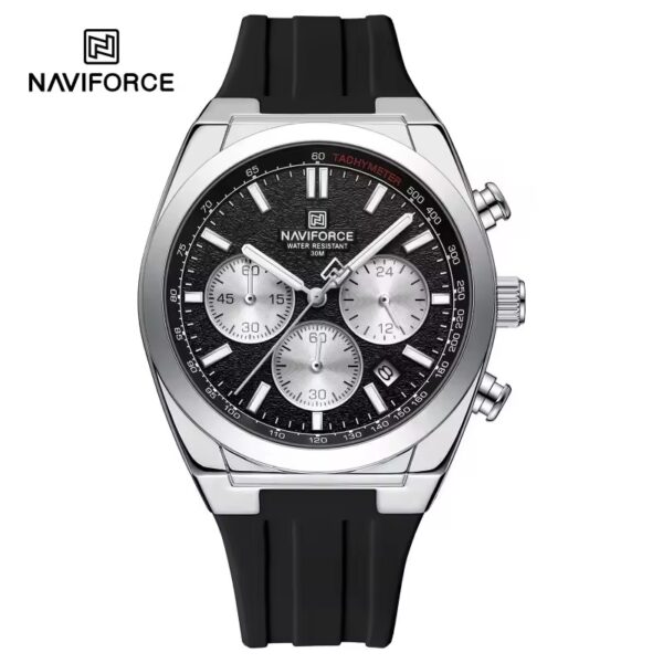 Naviforce 8080 Silicon watch For Men - Silver Black