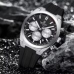 Naviforce 8080 Silicon watch For Men - Silver Black - Image 4