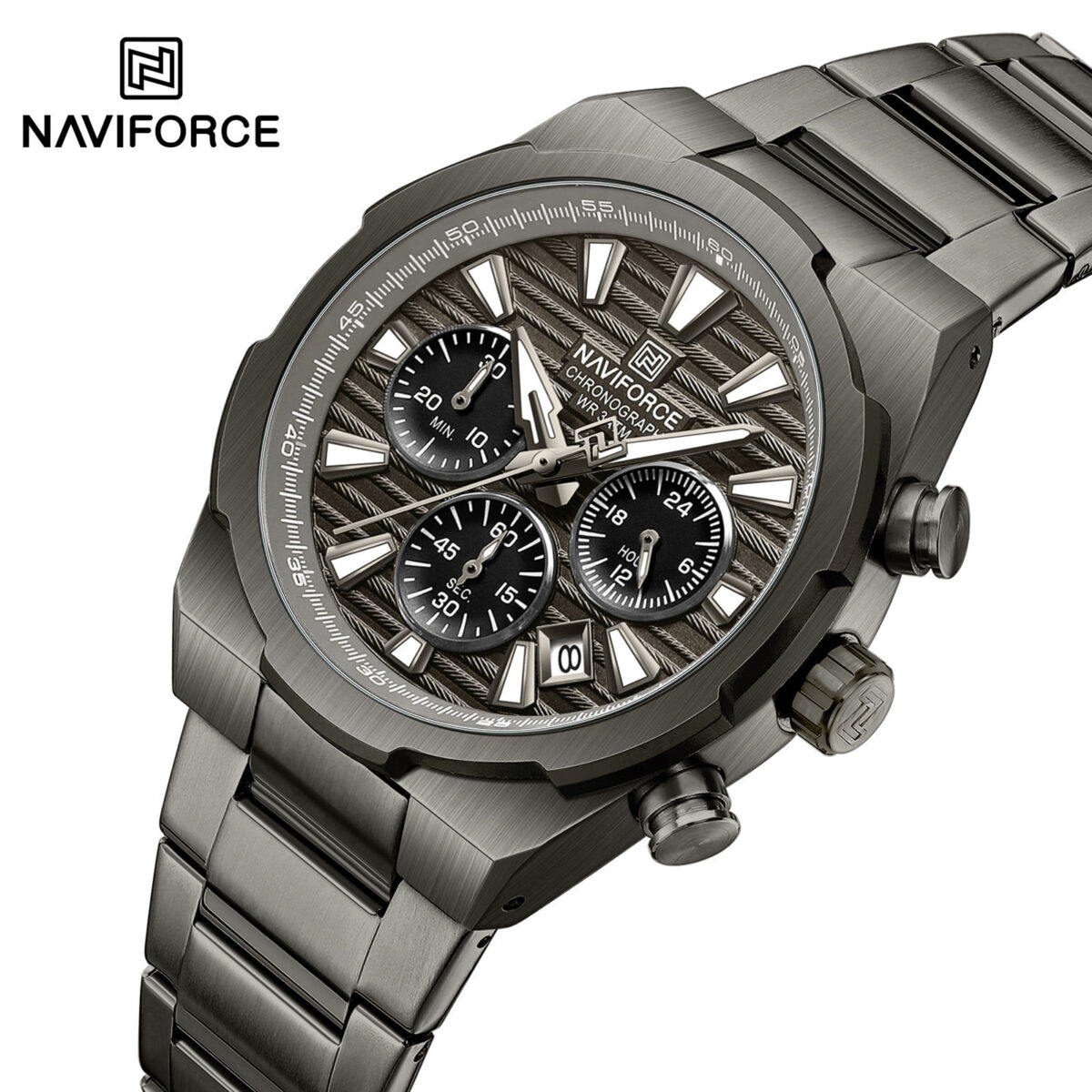 Naviforce 8081 Watch  For Men - Black Gray - Image 2