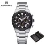 Naviforce 8081 Watch  For Men - Silver Black