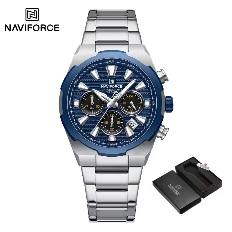 Naviforce 8081 - Silver Blue Naviforce 8081 Watch For Men - Silver Blue - Image 1