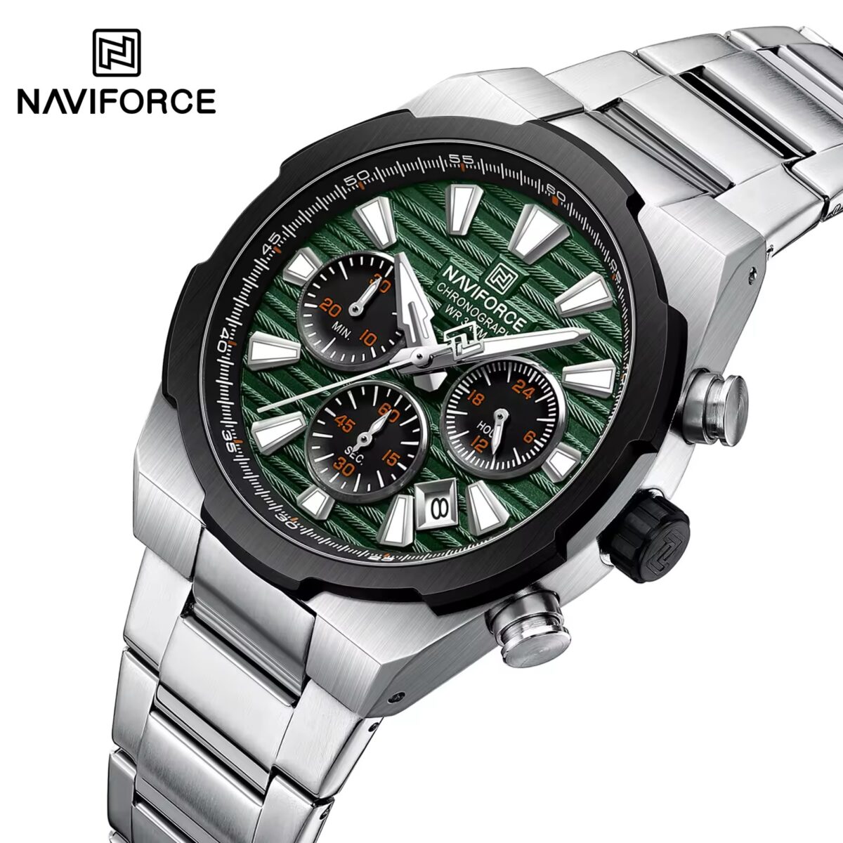 Naviforce 8081 Watch  For Men - Silver Green - Image 2