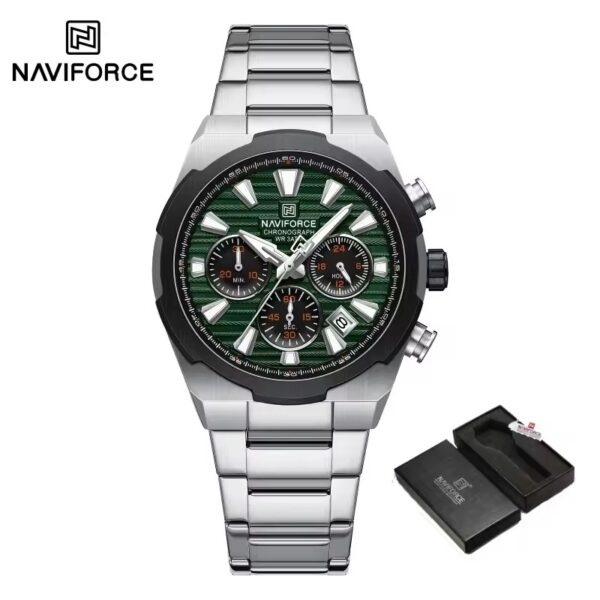 Naviforce 8081 Watch  For Men - Silver Green