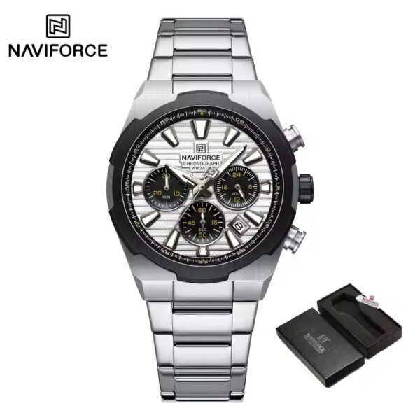 Naviforce 8081 Watch  For Men - Silver White
