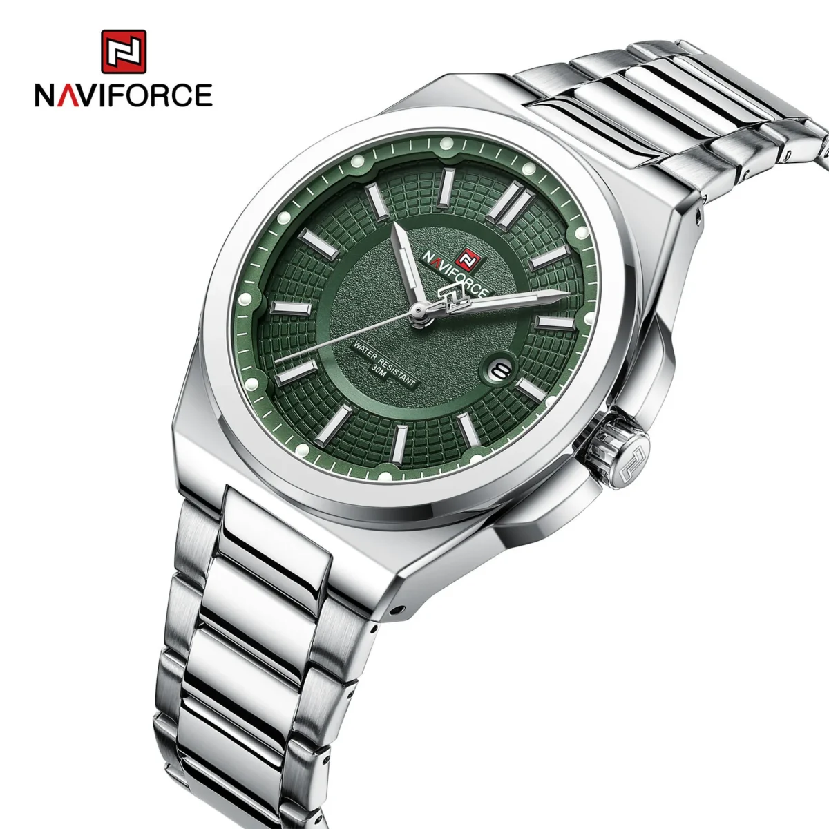 Naviforce 9212 Watch For Men-Silver Green Naviforce 9212 Watch For Men-Silver Green - Image 1