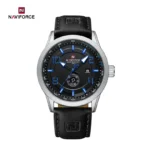 Naviforce 9229 Leather Belt Watch For Men-Black Blue