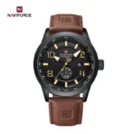 Naviforce 9229 Leather Belt Watch For Men- Dark Brown