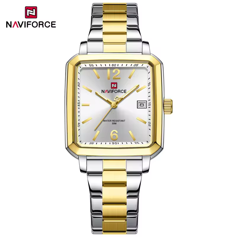 Naviforce 9252 Watch For Man-Golden Silver and White