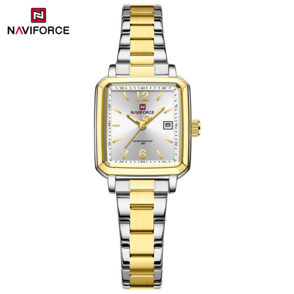 Naviforce 9252 Watch For Woman-Golden Silver and White