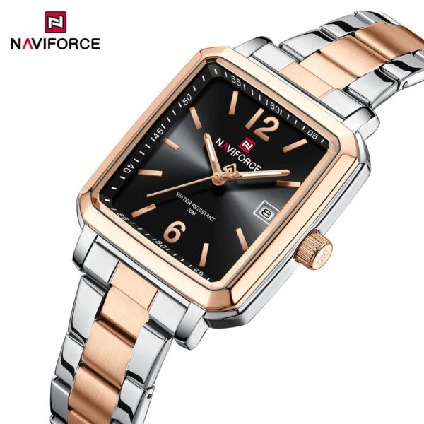 Naviforce 9252 Watch For Man-Rose Silver and Black