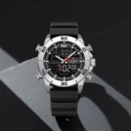 Naviforce 9253 Silicon Belt Watch For Man - Silver Black