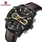 Naviforce 9263 Leather Belt Watch For Men - Brown - Image 3