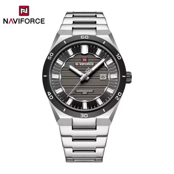 Naviforce 9268 Watch For Men - Silver Black