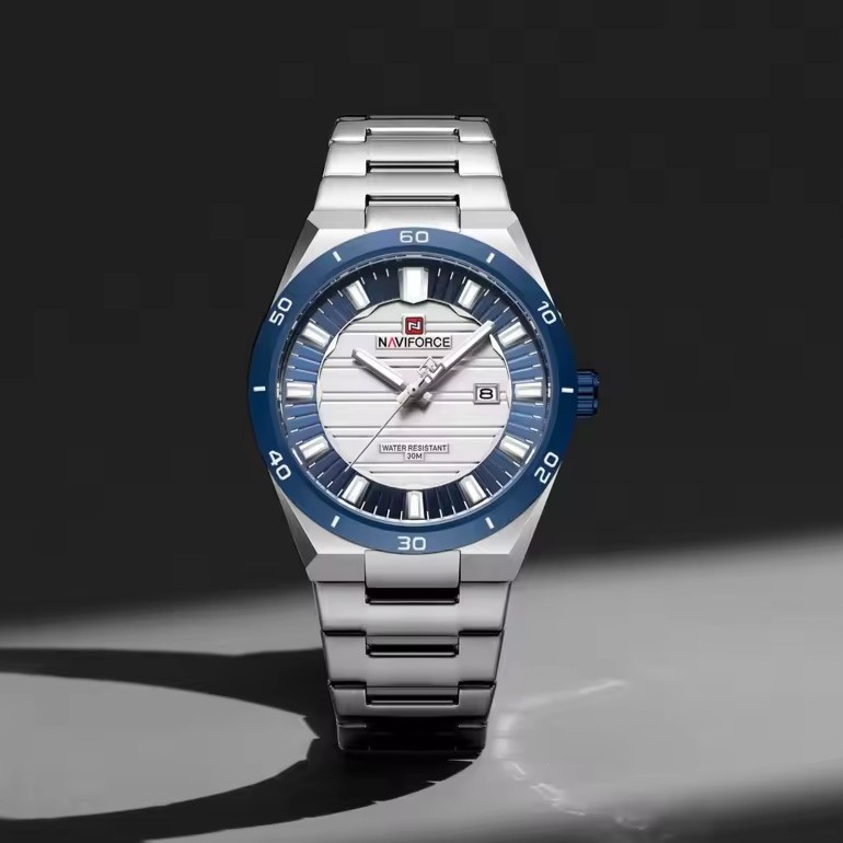 Naviforce 9268 Watch For Men - Silver Blue 1 Naviforce 9268 Watch For Men - Silver Blue - Image 1