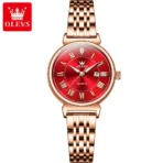 Olevs 9997 Watch For Woman-Rose Gold and Red