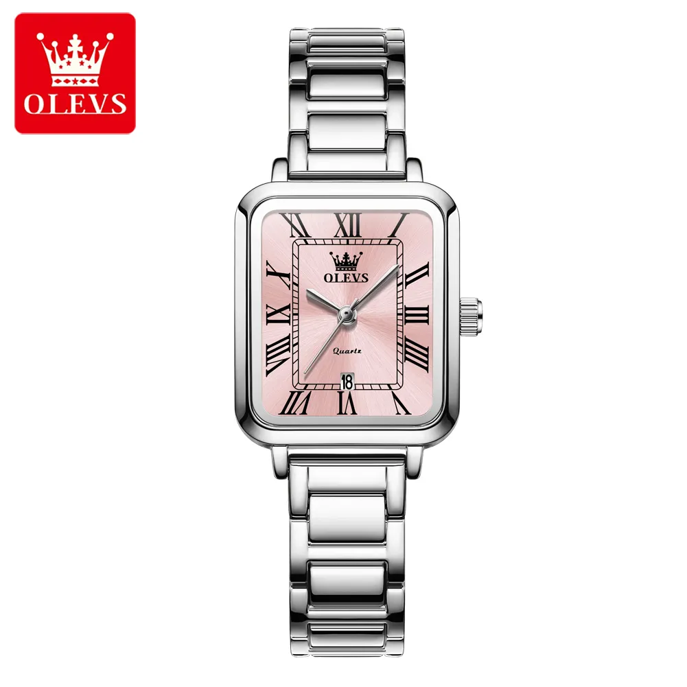 Olevs Women’s Watch 5641 Olevs 5641 Watch For Women-Silver and Pink - Image 1