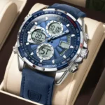 POEDAGAR E108 Multi-Function Dual Display Watch For Men- Blue