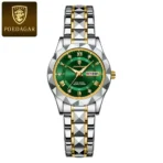 Poedagar 306 Watch For Women-Silver Gold and Green - Image 2
