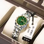 Poedagar 306 Watch For Women-Silver Gold and Green