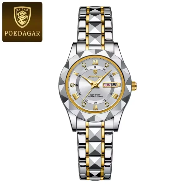 Poedagar 306 Watch For Women-Silver Gold and  White