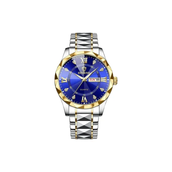 Binbond 2521 Watch For Men-Circle Golden Silver and Blue