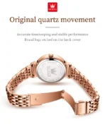 Olevs 9997 Watch For Woman-Rose Gold and White - Image 3